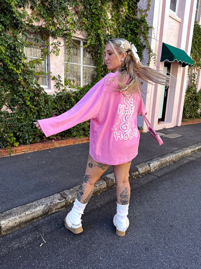 The Club Crewneck Lounge Top - Teddy Pink