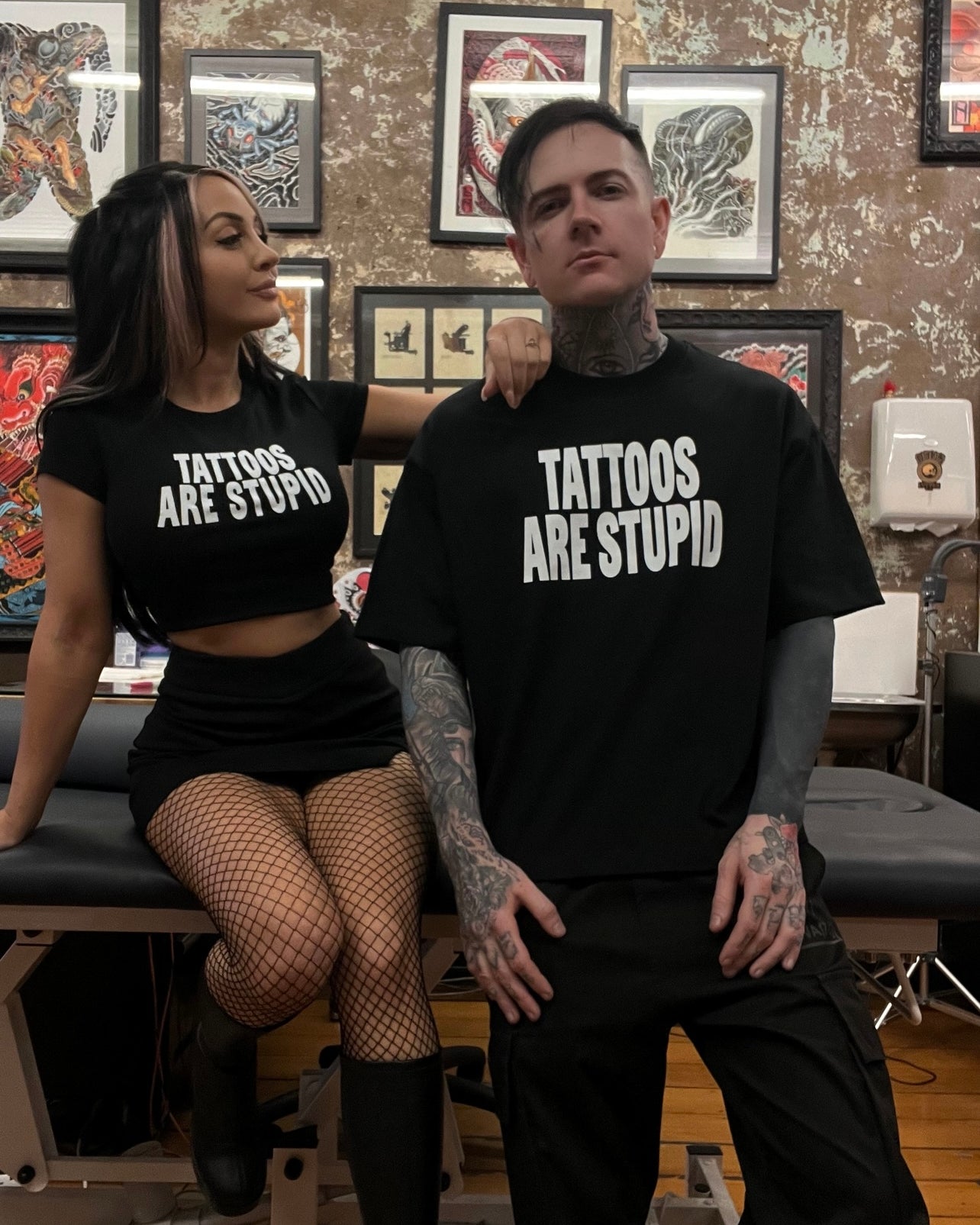 TATTOOS ARE STUPID OVERSIZED TEE