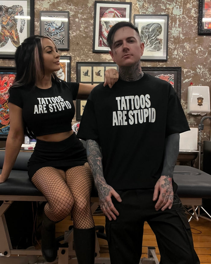 TATTOOS ARE STUPID OVERSIZED TEE