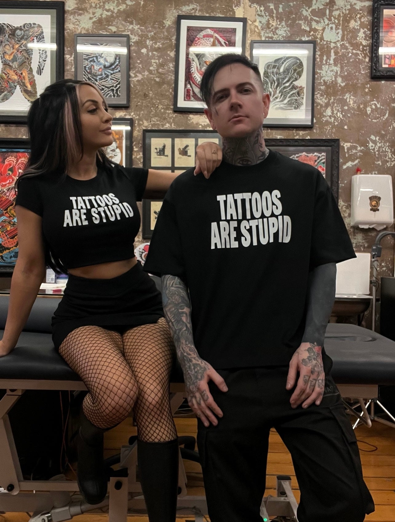 TATTOOS ARE STUPID OVERSIZED TEE