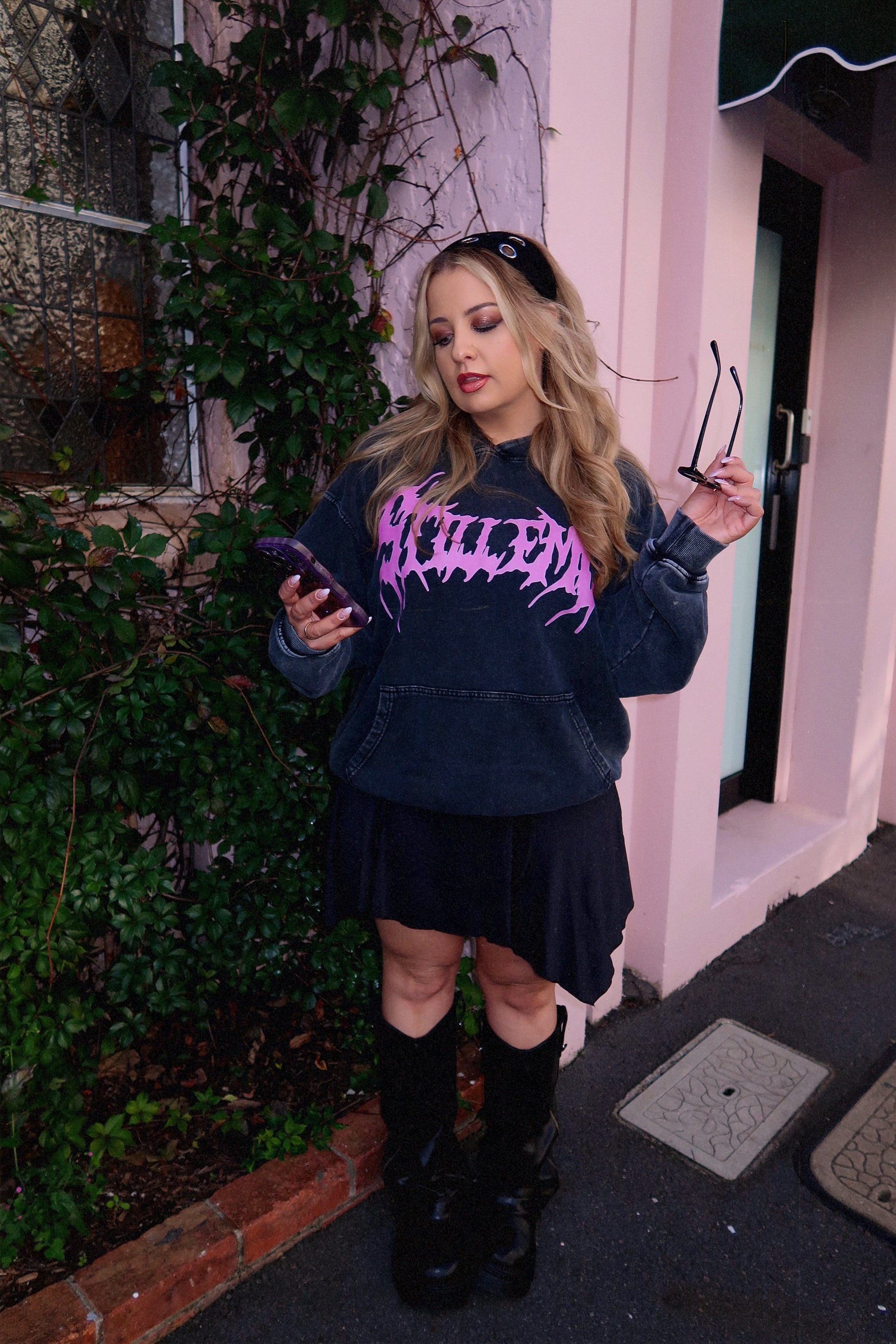 METALCORE OVERSIZED PINK HOODIE