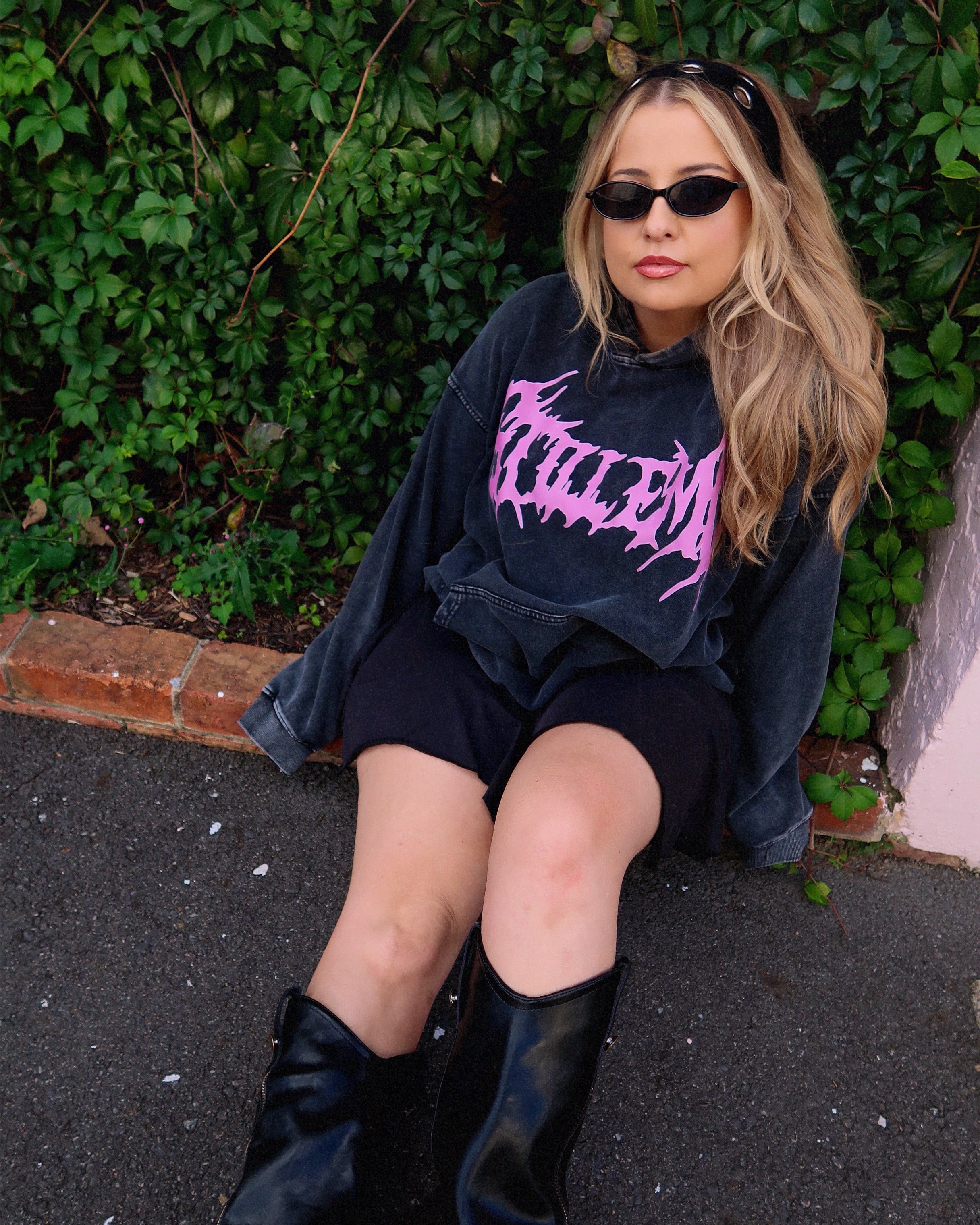 METALCORE OVERSIZED PINK HOODIE