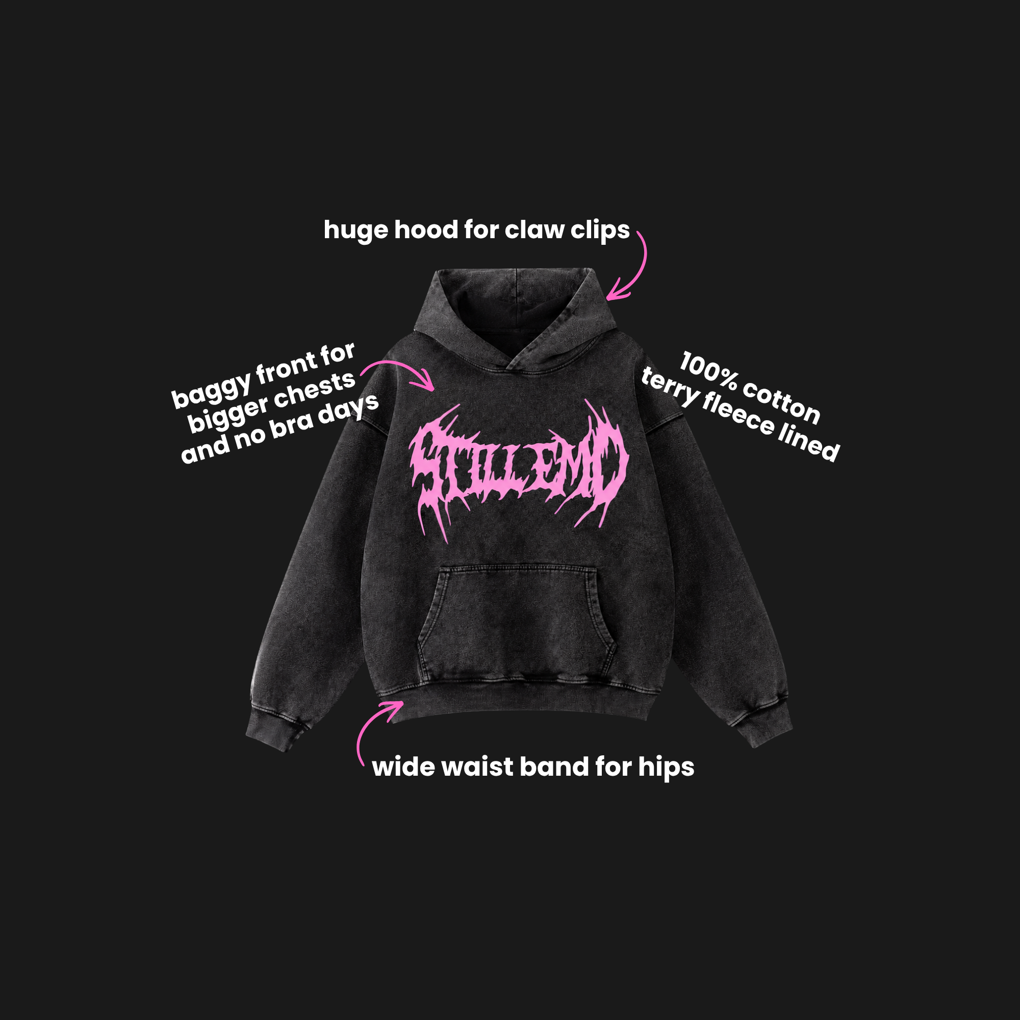 METALCORE PINK HOODIE