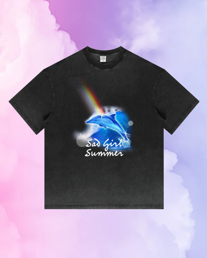 Sad Girl Summer Tee★ Washed Vintage Black