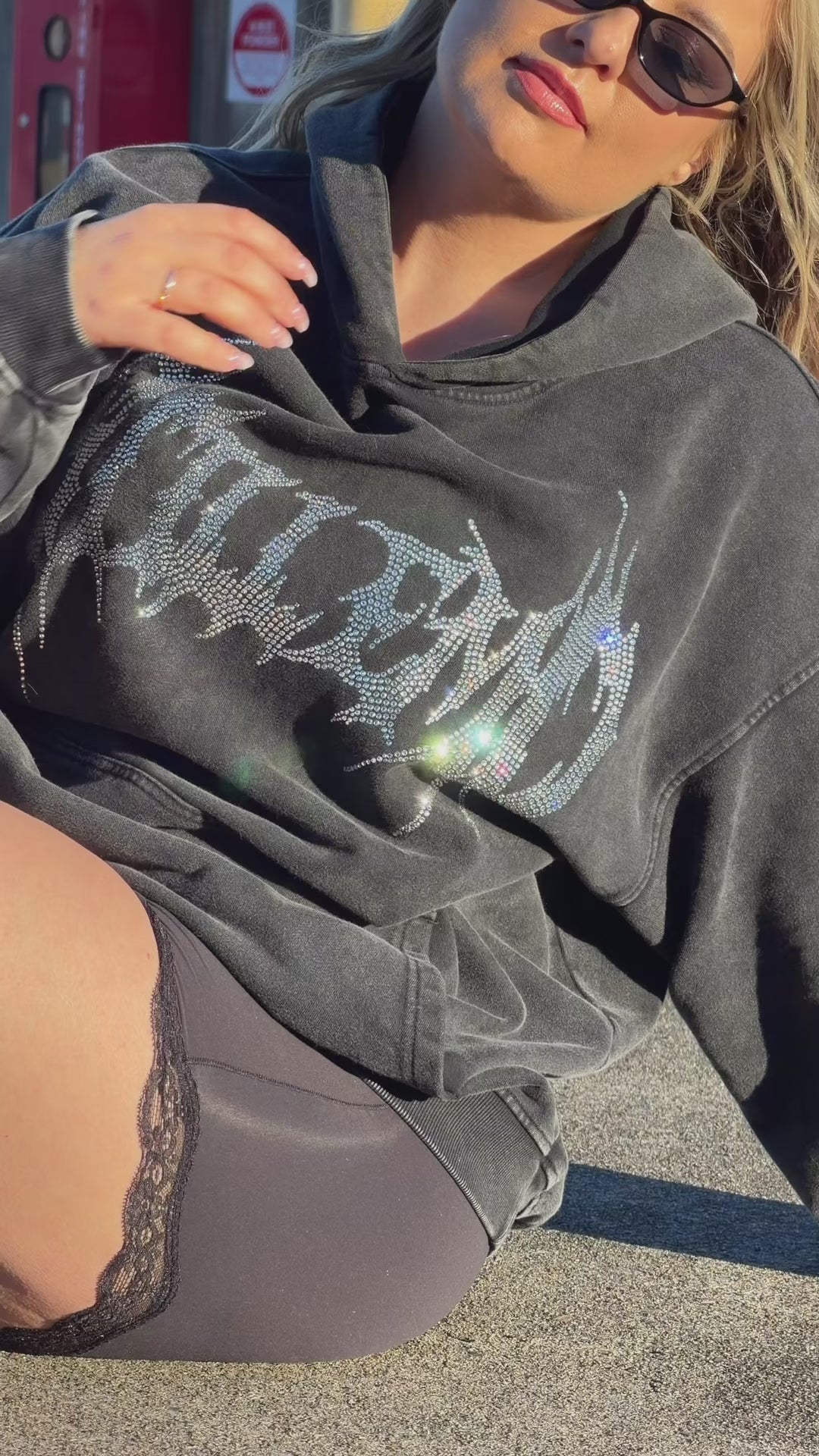 METALCORE OVERSIZED RHINESTONE HOODIE